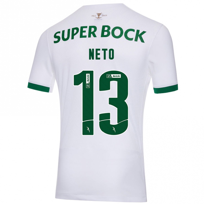 Niño Fútbol Camiseta Luís Neto #13 Blanco Verde 2ª Equipación 2024/25 Argentina