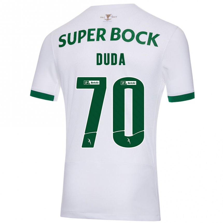 Niño Fútbol Camiseta Dudá #70 Blanco Verde 2ª Equipación 2024/25 Argentina