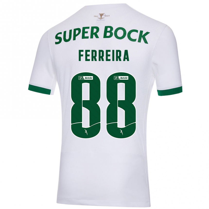 Niño Fútbol Camiseta Tiago Ferreira #88 Blanco Verde 2ª Equipación 2024/25 Argentina