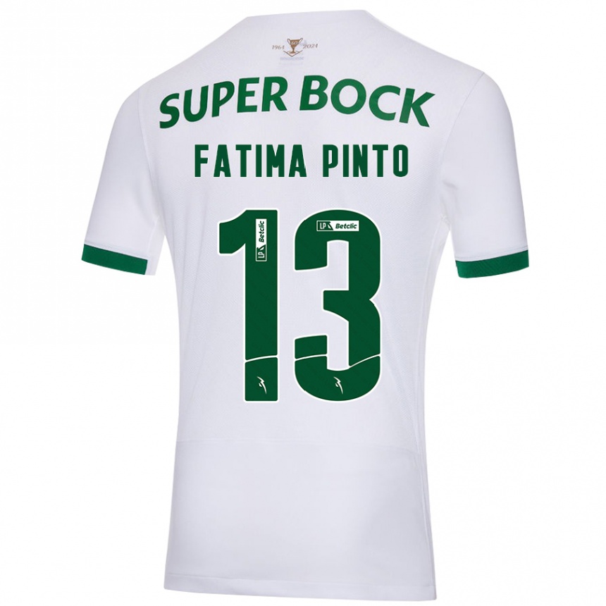 Niño Fútbol Camiseta Fátima Alexandra Figueira Pinto #13 Blanco Verde 2ª Equipación 2024/25 Argentina