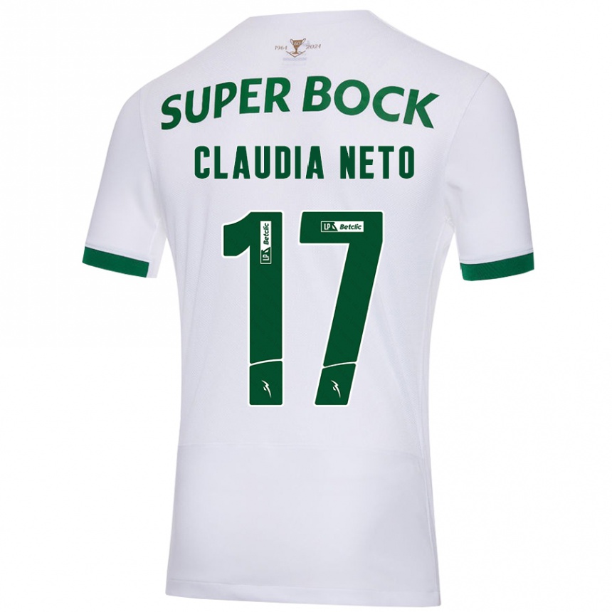 Niño Fútbol Camiseta Cláudia Teresa Pires Neto #17 Blanco Verde 2ª Equipación 2024/25 Argentina