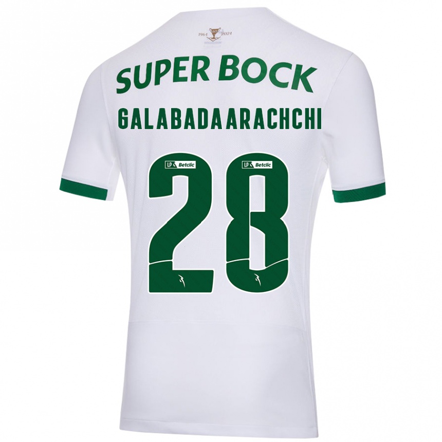 Niño Fútbol Camiseta Jacinta Galabadaarachchi #28 Blanco Verde 2ª Equipación 2024/25 Argentina