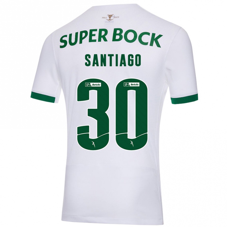 Niño Fútbol Camiseta Carolina Santiago #30 Blanco Verde 2ª Equipación 2024/25 Argentina