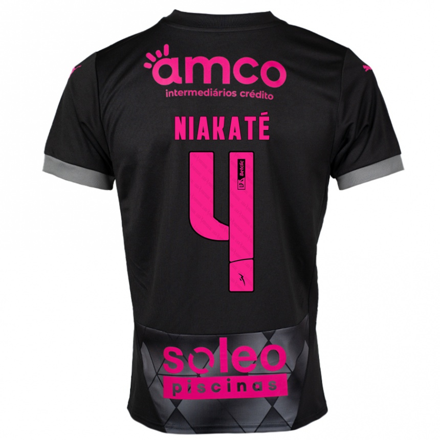 Niño Fútbol Camiseta Sikou Niakaté #4 Negro Rosa 2ª Equipación 2024/25 Argentina