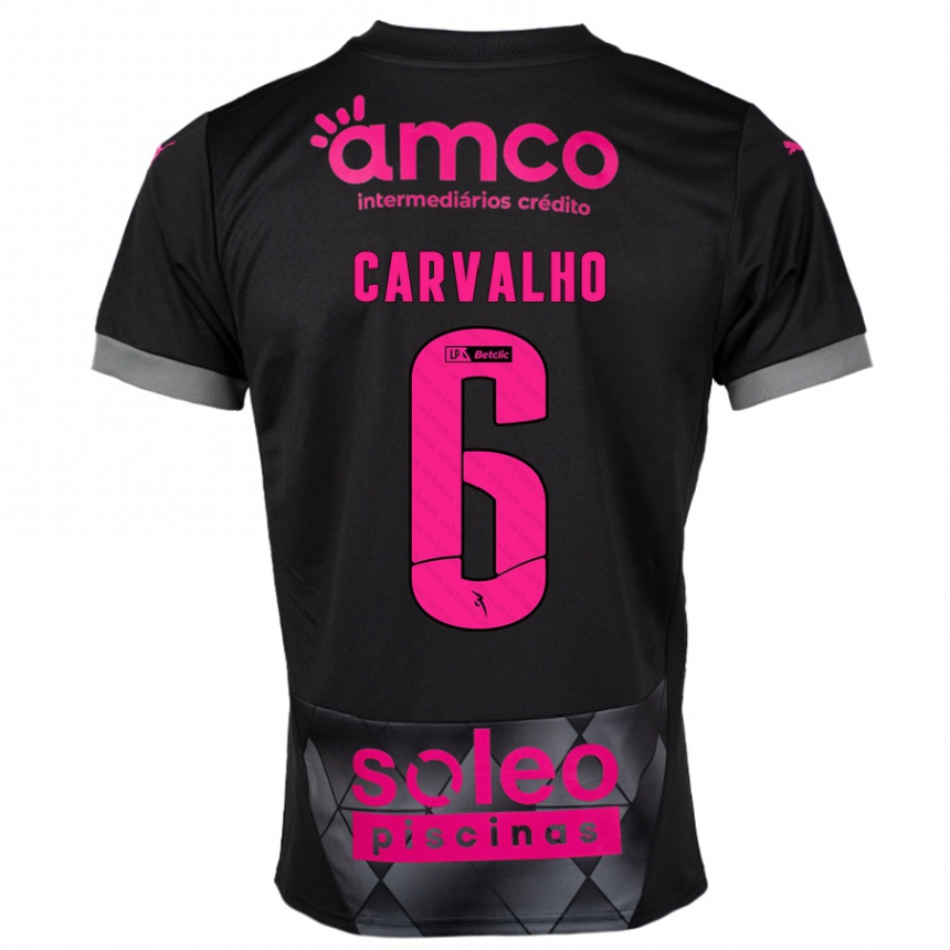 Niño Fútbol Camiseta Vitor Carvalho #6 Negro Rosa 2ª Equipación 2024/25 Argentina