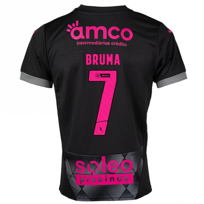 Niño Fútbol Camiseta Bruma #7 Negro Rosa 2ª Equipación 2024/25 Argentina