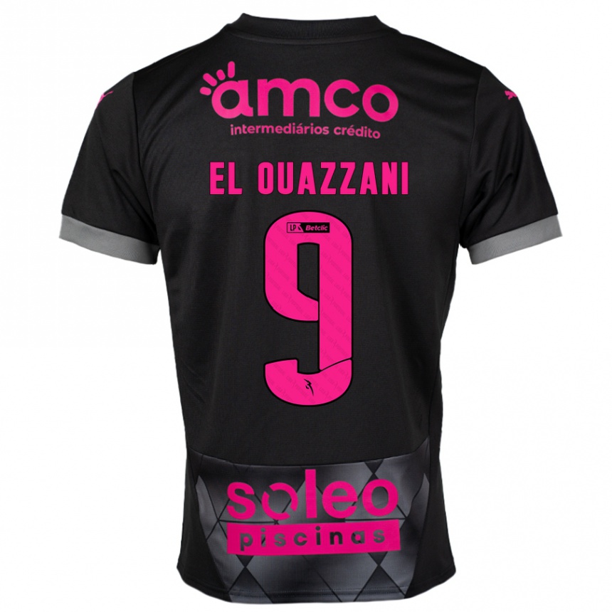 Niño Fútbol Camiseta Amine El Ouazzani #9 Negro Rosa 2ª Equipación 2024/25 Argentina