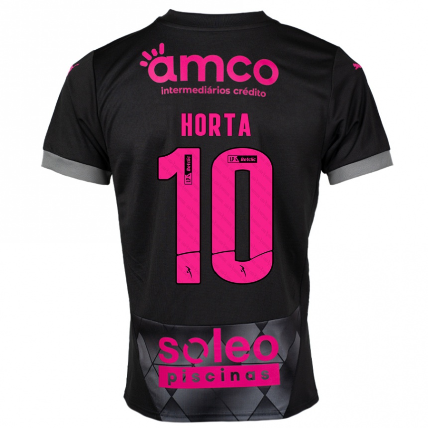 Niño Fútbol Camiseta André Horta #10 Negro Rosa 2ª Equipación 2024/25 Argentina