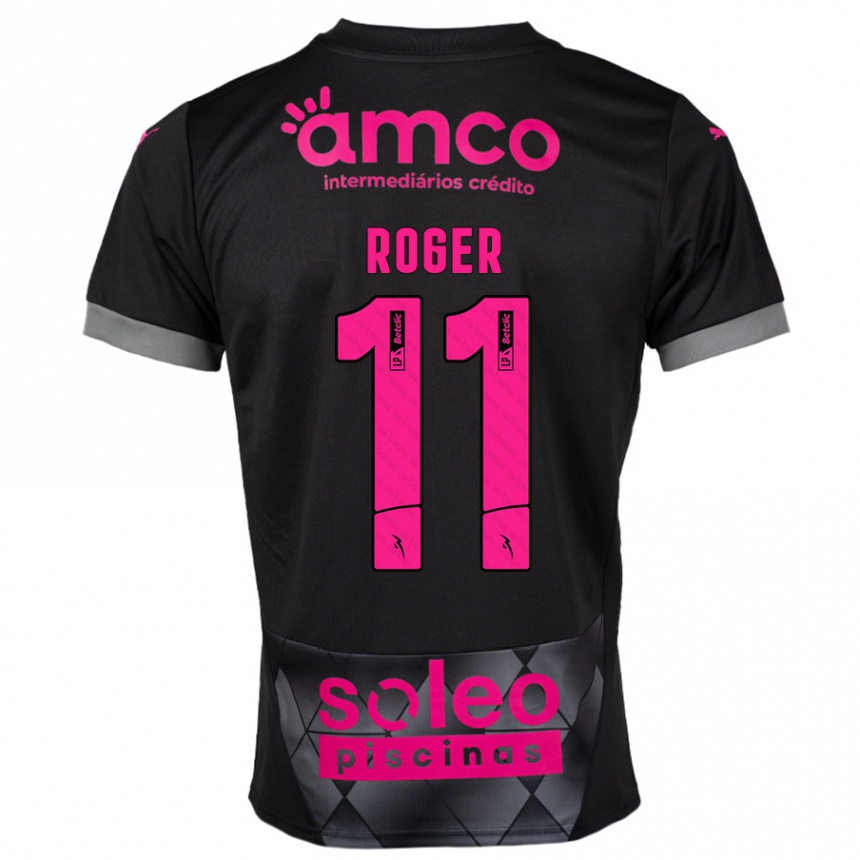 Niño Fútbol Camiseta Roger #11 Negro Rosa 2ª Equipación 2024/25 Argentina