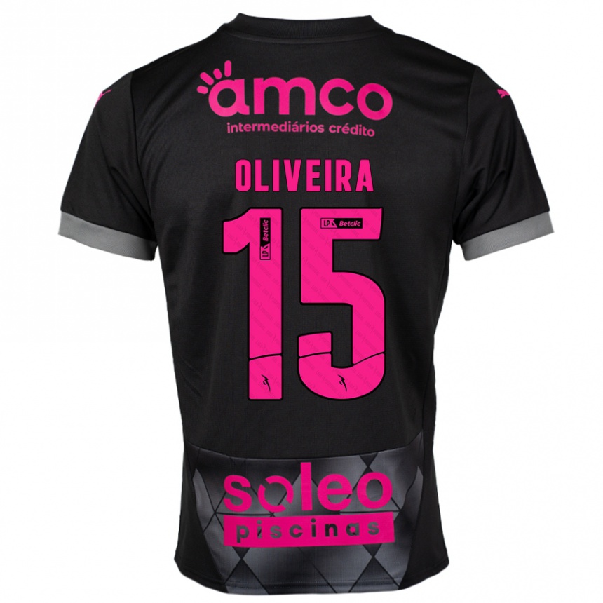 Niño Fútbol Camiseta Paulo Oliveira #15 Negro Rosa 2ª Equipación 2024/25 Argentina