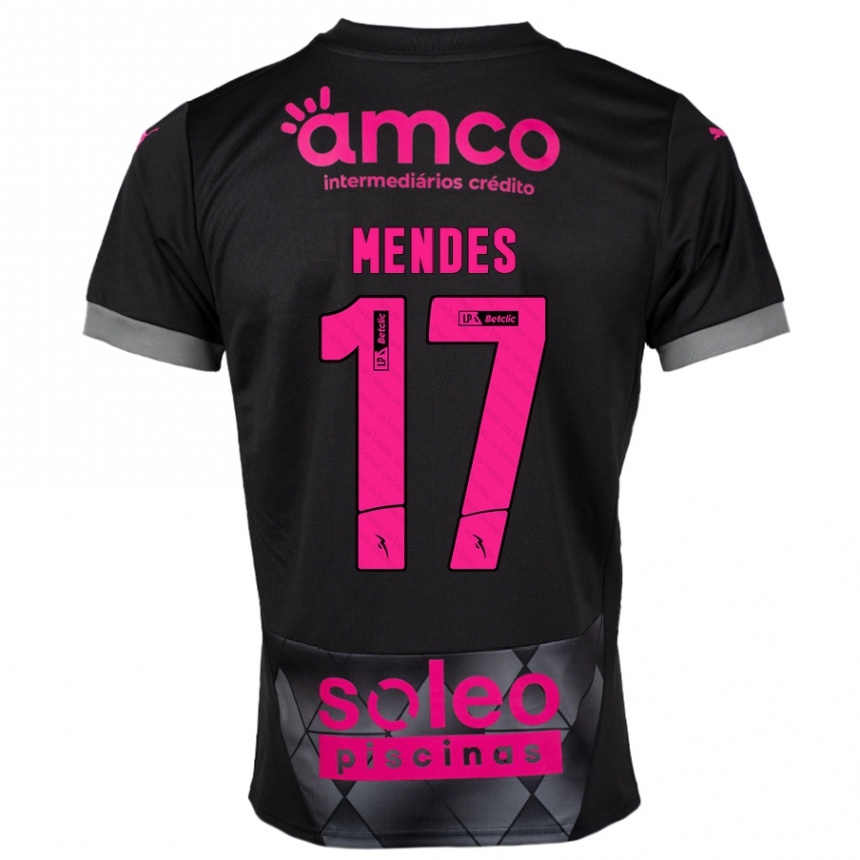 Niño Fútbol Camiseta Joe Mendes #17 Negro Rosa 2ª Equipación 2024/25 Argentina