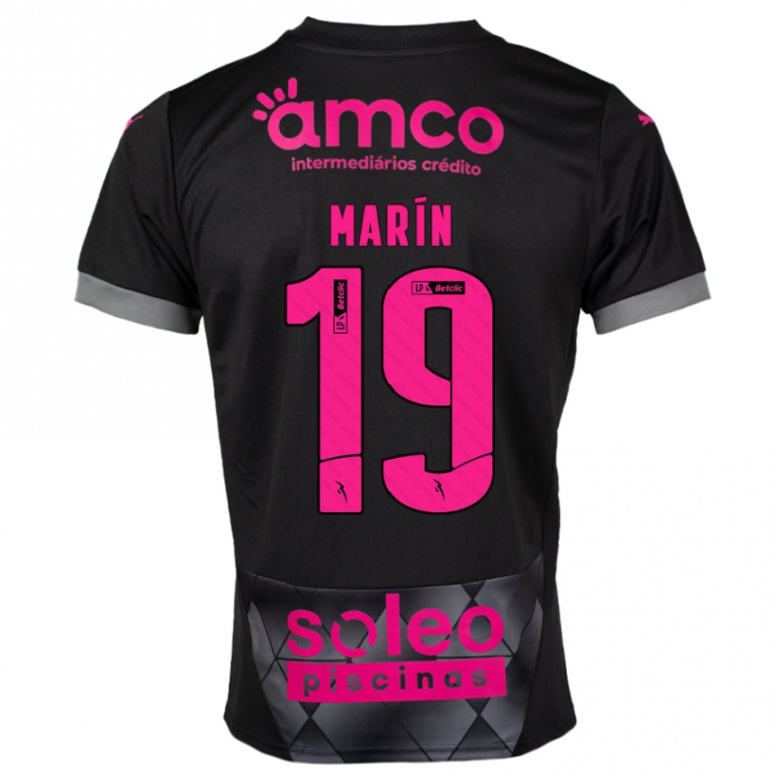 Niño Fútbol Camiseta Adrián Marín #19 Negro Rosa 2ª Equipación 2024/25 Argentina