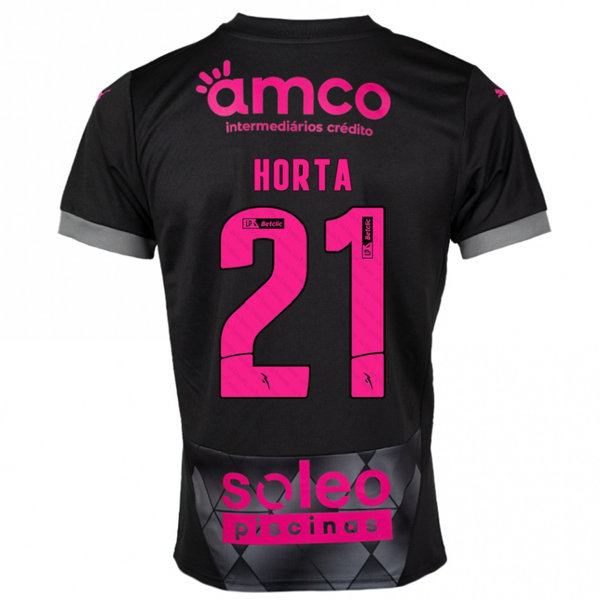 Niño Fútbol Camiseta Ricardo Horta #21 Negro Rosa 2ª Equipación 2024/25 Argentina