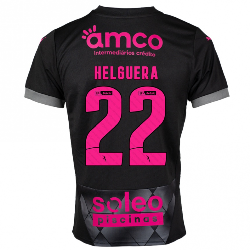 Niño Fútbol Camiseta Thiago Helguera #22 Negro Rosa 2ª Equipación 2024/25 Argentina