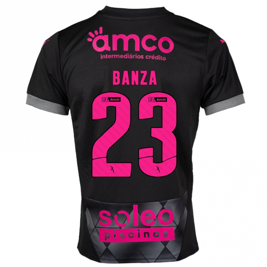 Niño Fútbol Camiseta Simon Banza #23 Negro Rosa 2ª Equipación 2024/25 Argentina