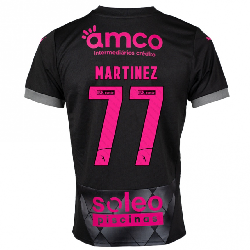 Niño Fútbol Camiseta Gabri Martínez #77 Negro Rosa 2ª Equipación 2024/25 Argentina