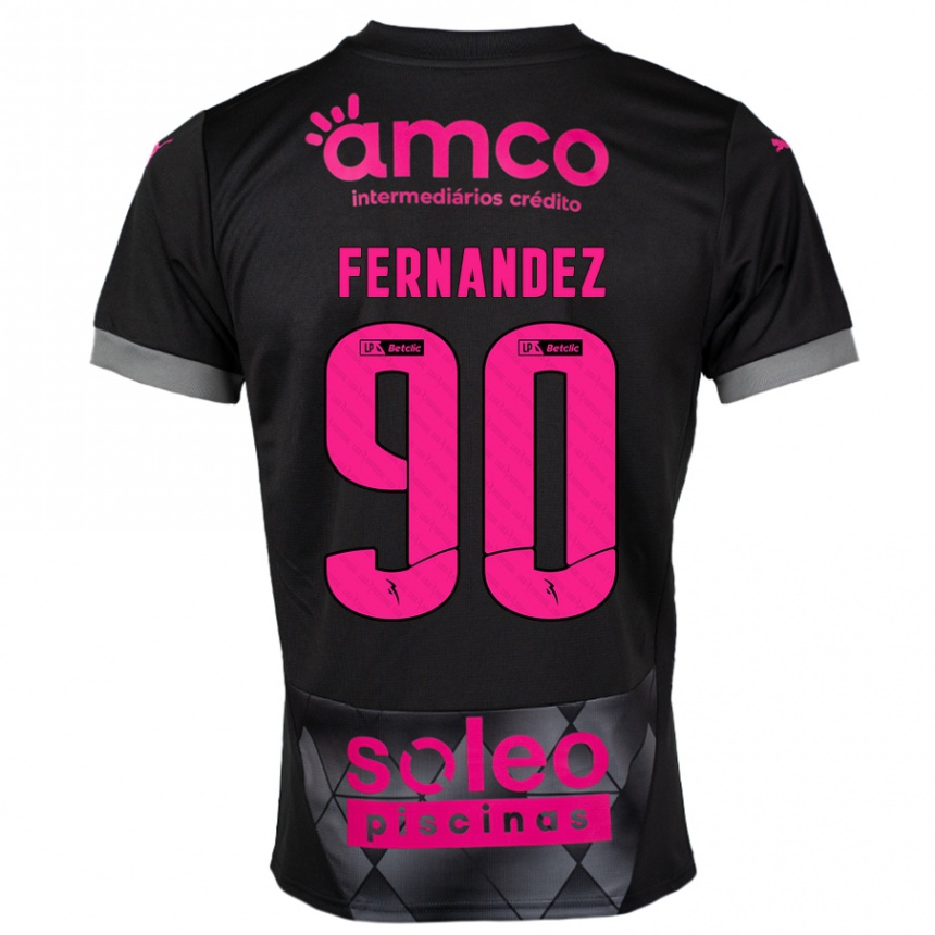 Niño Fútbol Camiseta Roberto Fernández #90 Negro Rosa 2ª Equipación 2024/25 Argentina