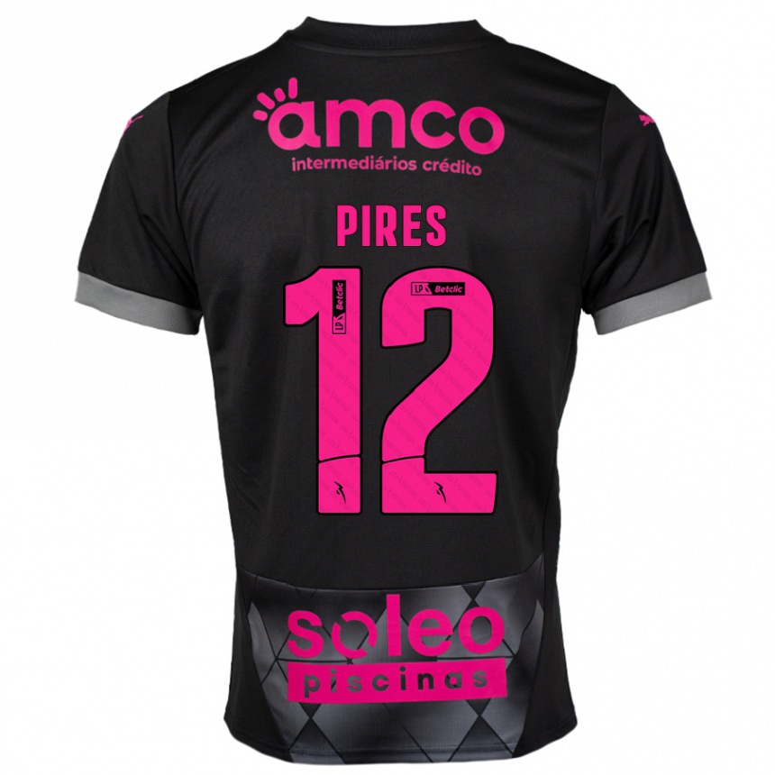 Niño Fútbol Camiseta Hugo Pires #12 Negro Rosa 2ª Equipación 2024/25 Argentina