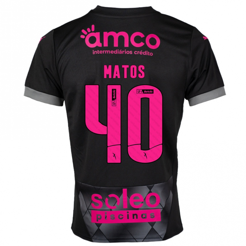 Niño Fútbol Camiseta João Matos #40 Negro Rosa 2ª Equipación 2024/25 Argentina