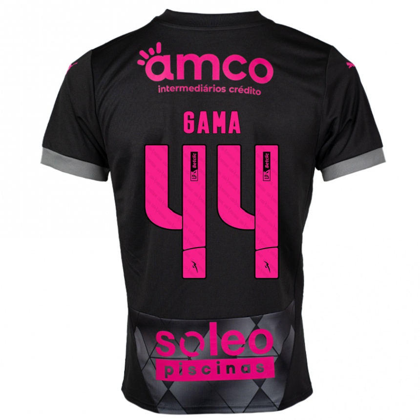 Niño Fútbol Camiseta Dinis Gama #44 Negro Rosa 2ª Equipación 2024/25 Argentina