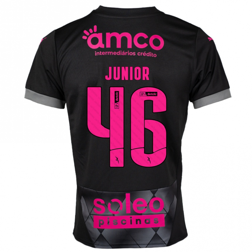 Niño Fútbol Camiseta Mário Junior #46 Negro Rosa 2ª Equipación 2024/25 Argentina