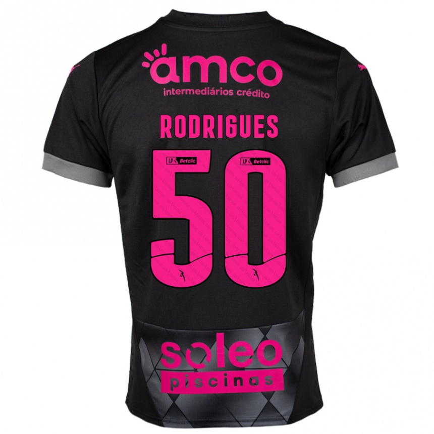 Niño Fútbol Camiseta Diego Rodrigues #50 Negro Rosa 2ª Equipación 2024/25 Argentina