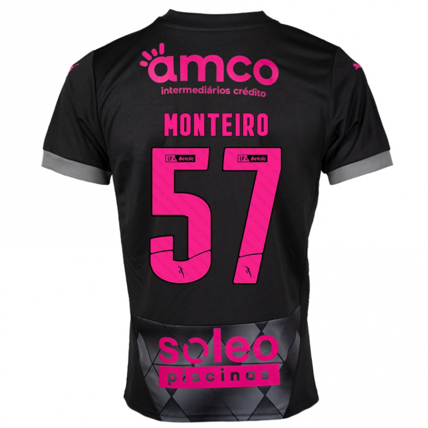 Niño Fútbol Camiseta Jordan Monteiro #57 Negro Rosa 2ª Equipación 2024/25 Argentina