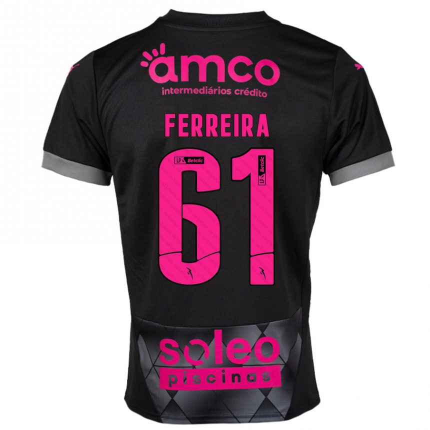 Niño Fútbol Camiseta Tiago Ferreira #61 Negro Rosa 2ª Equipación 2024/25 Argentina