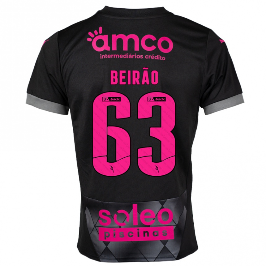 Niño Fútbol Camiseta Rodrigo Beirão #63 Negro Rosa 2ª Equipación 2024/25 Argentina