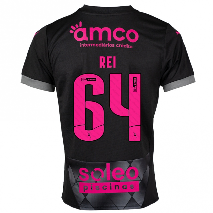 Niño Fútbol Camiseta Ricardo Rei #64 Negro Rosa 2ª Equipación 2024/25 Argentina