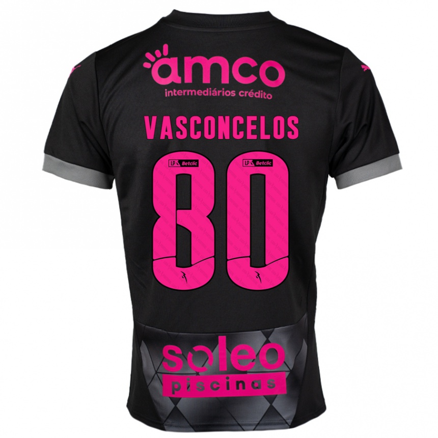 Niño Fútbol Camiseta Vasconcelos #80 Negro Rosa 2ª Equipación 2024/25 Argentina