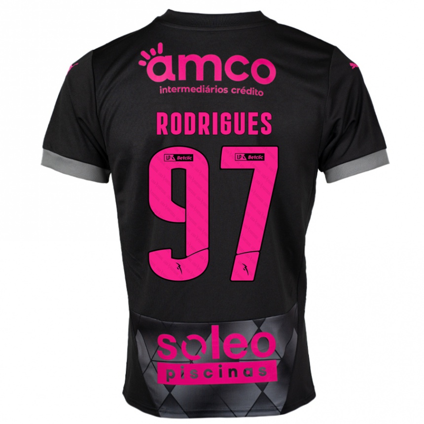 Niño Fútbol Camiseta Dinis Rodrigues #97 Negro Rosa 2ª Equipación 2024/25 Argentina