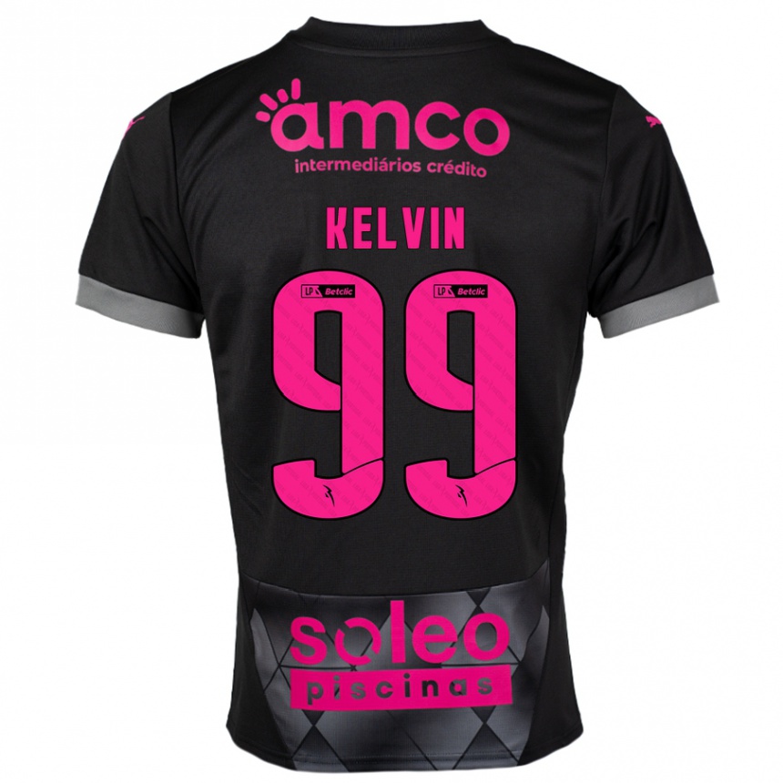 Niño Fútbol Camiseta Kauan Kelvin #99 Negro Rosa 2ª Equipación 2024/25 Argentina