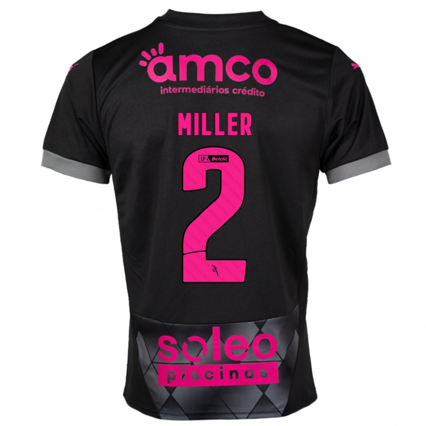 Niño Fútbol Camiseta Maria Miller #2 Negro Rosa 2ª Equipación 2024/25 Argentina