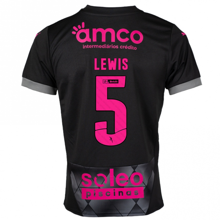 Niño Fútbol Camiseta Leah Lewis #5 Negro Rosa 2ª Equipación 2024/25 Argentina