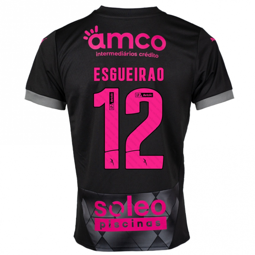 Niño Fútbol Camiseta Íris Esgueirão #12 Negro Rosa 2ª Equipación 2024/25 Argentina