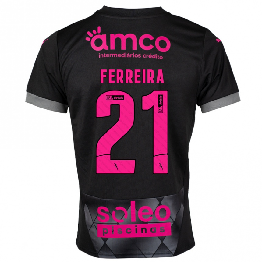 Niño Fútbol Camiseta Ana Carolina Ferreira #21 Negro Rosa 2ª Equipación 2024/25 Argentina