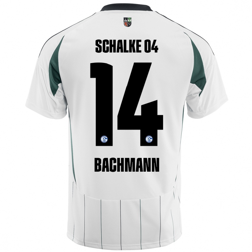 Niño Fútbol Camiseta Janik Bachmann #14 Blanco Verde 2ª Equipación 2024/25 Argentina