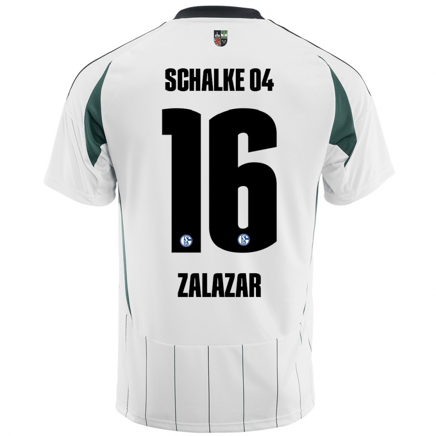 Niño Fútbol Camiseta Mauro Zalazar #16 Blanco Verde 2ª Equipación 2024/25 Argentina