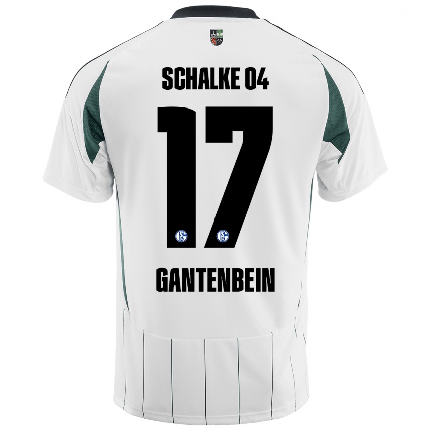 Niño Fútbol Camiseta Adrian Gantenbein #17 Blanco Verde 2ª Equipación 2024/25 Argentina