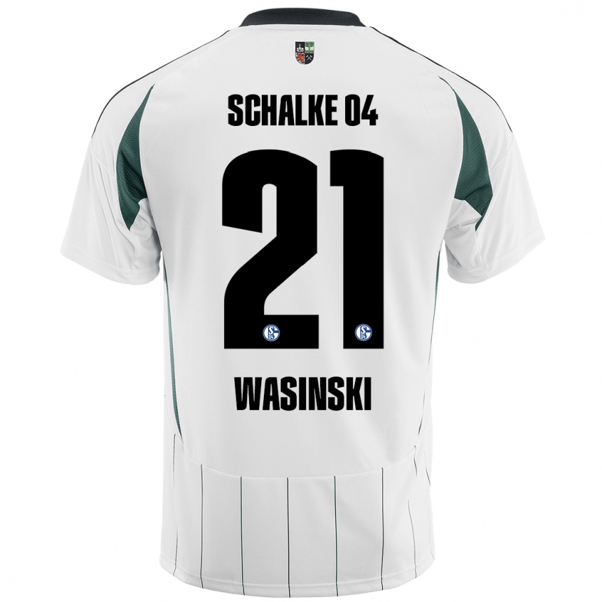 Niño Fútbol Camiseta Martin Wasinski #21 Blanco Verde 2ª Equipación 2024/25 Argentina