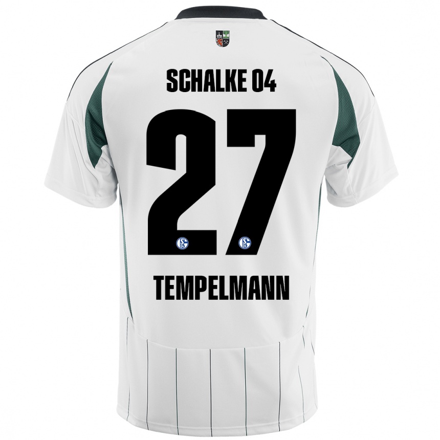 Niño Fútbol Camiseta Lino Tempelmann #27 Blanco Verde 2ª Equipación 2024/25 Argentina