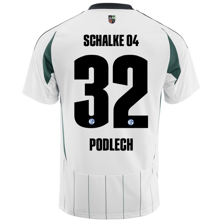 Niño Fútbol Camiseta Luca Podlech #32 Blanco Verde 2ª Equipación 2024/25 Argentina