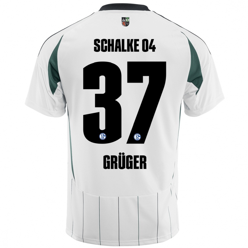 Niño Fútbol Camiseta Max Grüger #37 Blanco Verde 2ª Equipación 2024/25 Argentina