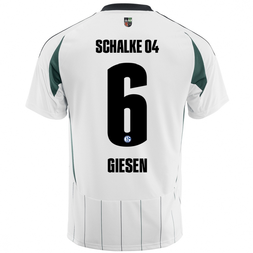 Niño Fútbol Camiseta Tim Giesen #6 Blanco Verde 2ª Equipación 2024/25 Argentina