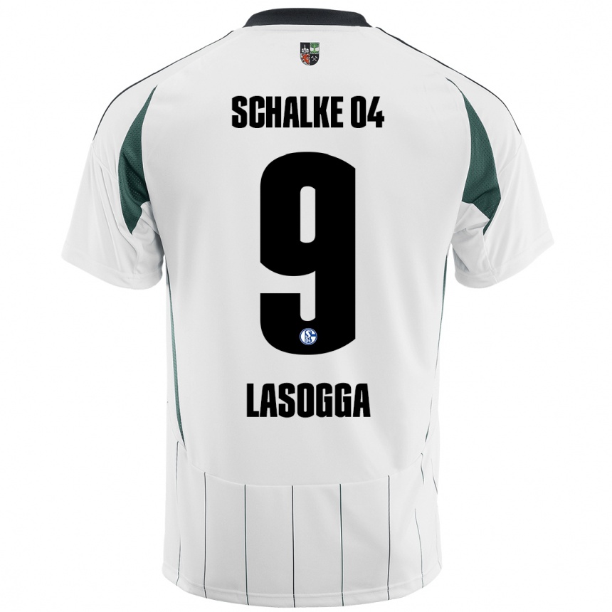 Niño Fútbol Camiseta Pierre-Michel Lasogga #9 Blanco Verde 2ª Equipación 2024/25 Argentina