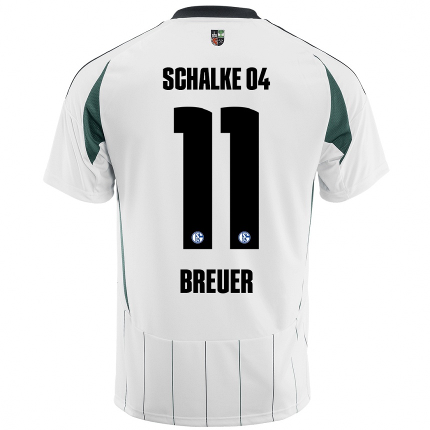 Niño Fútbol Camiseta Simon Breuer #11 Blanco Verde 2ª Equipación 2024/25 Argentina