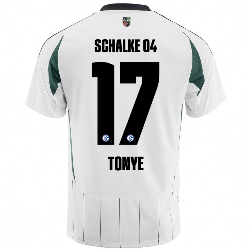 Niño Fútbol Camiseta Yannick Tonye #17 Blanco Verde 2ª Equipación 2024/25 Argentina