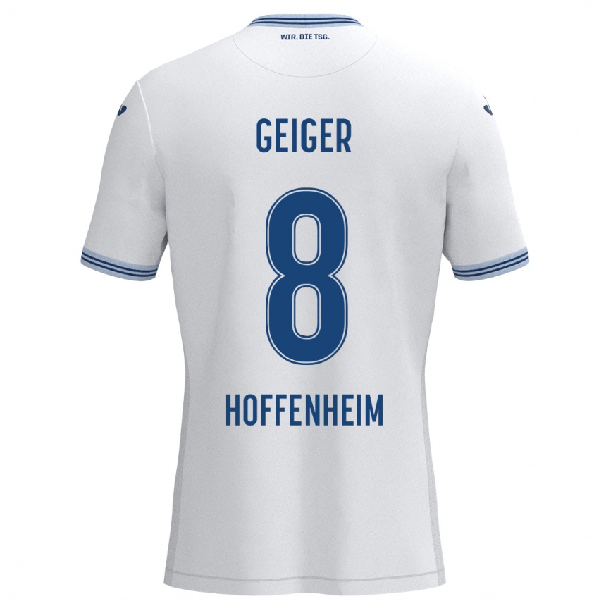 Niño Fútbol Camiseta Dennis Geiger #8 Blanco Azul 2ª Equipación 2024/25 Argentina