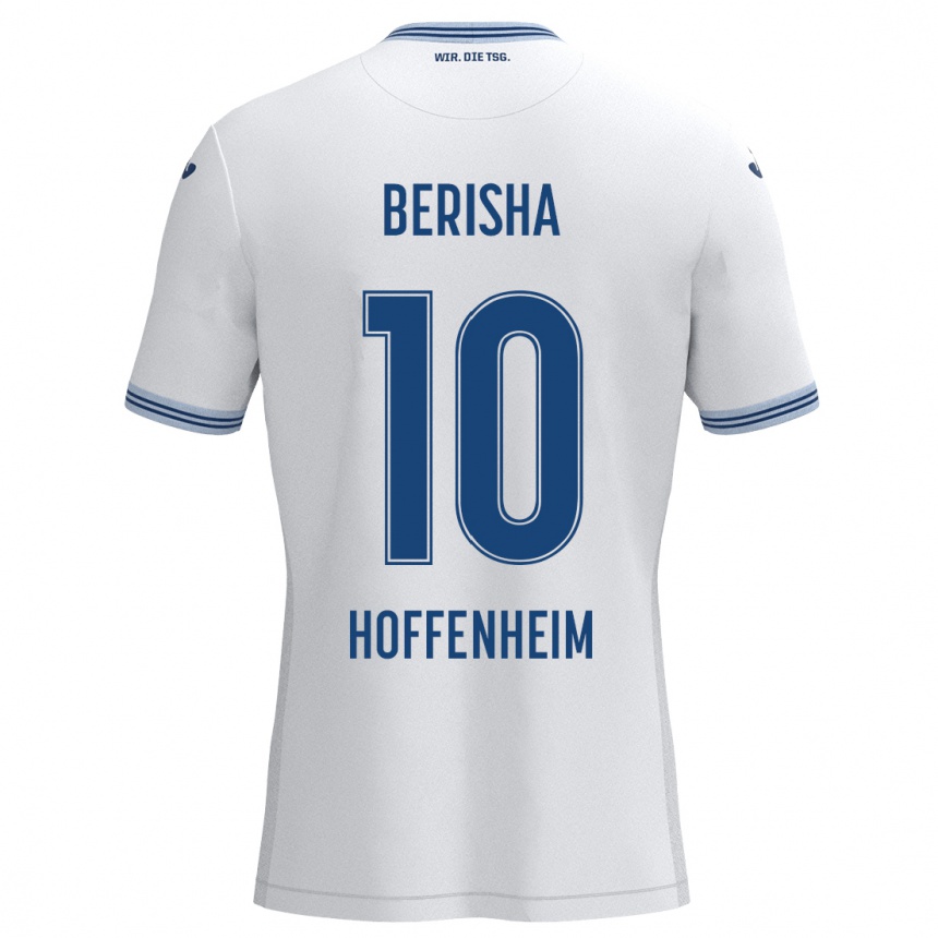 Niño Fútbol Camiseta Mergim Berisha #10 Blanco Azul 2ª Equipación 2024/25 Argentina